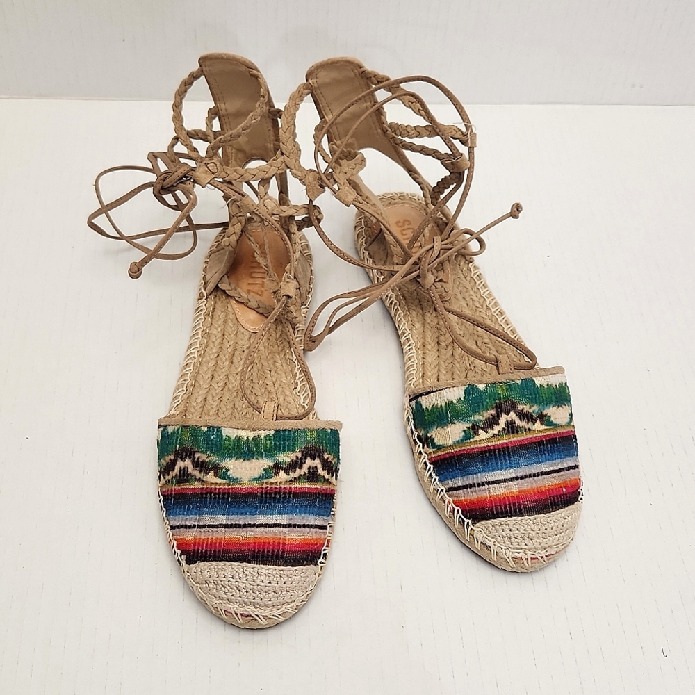 Schutz Gladiator Flat Espadrilles Size 8.5.